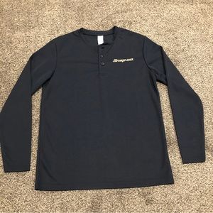 Snap On‎ Tools Shirt Mens M Blue Long Sleeve Henley Employee Uniform Workwear